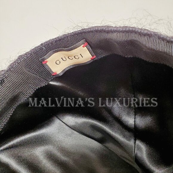 GUCCI BASEBALL CAP MOHAIR WOOL BLEND w GOLDTONE GG LOGO HAT UNISEX sz L - Picture 10 of 15